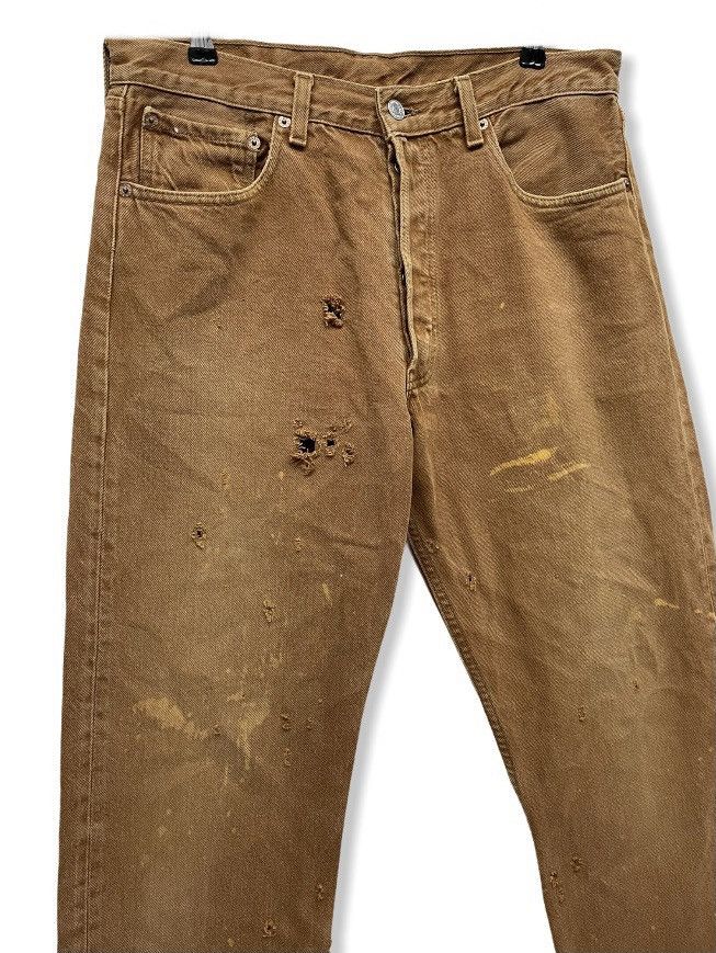 Levi's Vintage Clothing 🔥DOPE Vintage 90’s💥LEVI’S 501 USA Brown Distressed Denim Size US 31 - 2 Thumbnail
