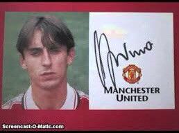 Vintage Manchester United Vtg Ryan Giggs Garry Neville Signed Jersey Size US L / EU 52-54 / 3 - 13 Thumbnail
