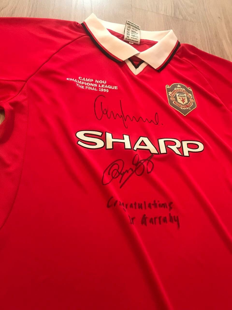 Vintage Manchester United Vtg Ryan Giggs Garry Neville Signed Jersey Size US L / EU 52-54 / 3 - 3 Thumbnail