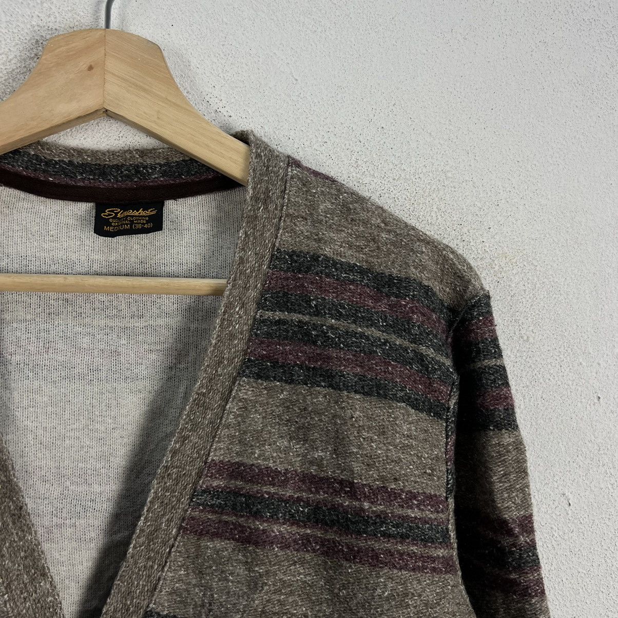 Japanese Brand VINTAGE SLAP SHOT STRIPED CARDIGAN MADE IN JAPAN Size US M / EU 48-50 / 2 - 3 Thumbnail