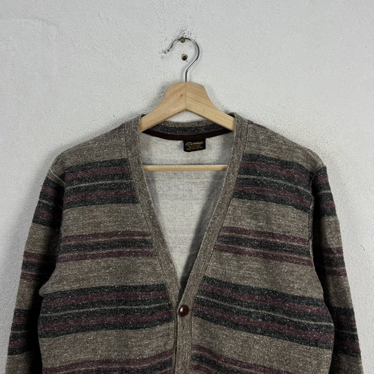 Japanese Brand VINTAGE SLAP SHOT STRIPED CARDIGAN MADE IN JAPAN Size US M / EU 48-50 / 2 - 2 Thumbnail