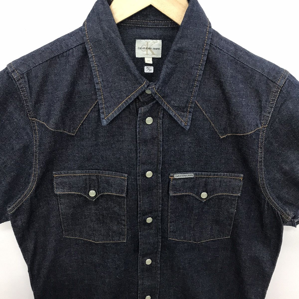 Calvin Klein × Vintage *Rare!! Vintage Calvin Klein Denim Jeans Button Shirt Size US M / EU 48-50 / 2 - 7 Thumbnail