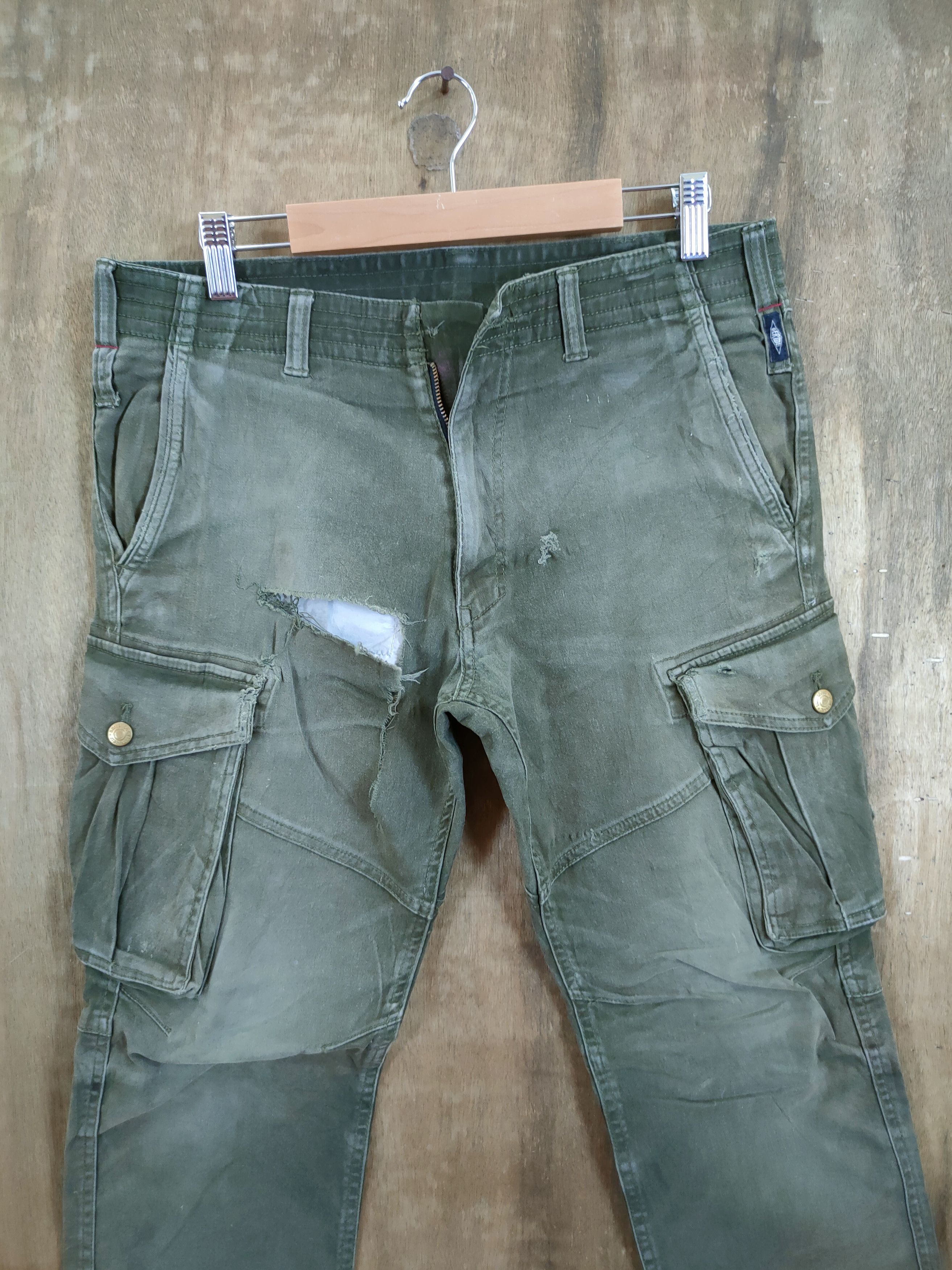 Japanese Brand DL Geride distressed faded multi pocket cargo pants #46-807 Size US 31 - 4 Thumbnail