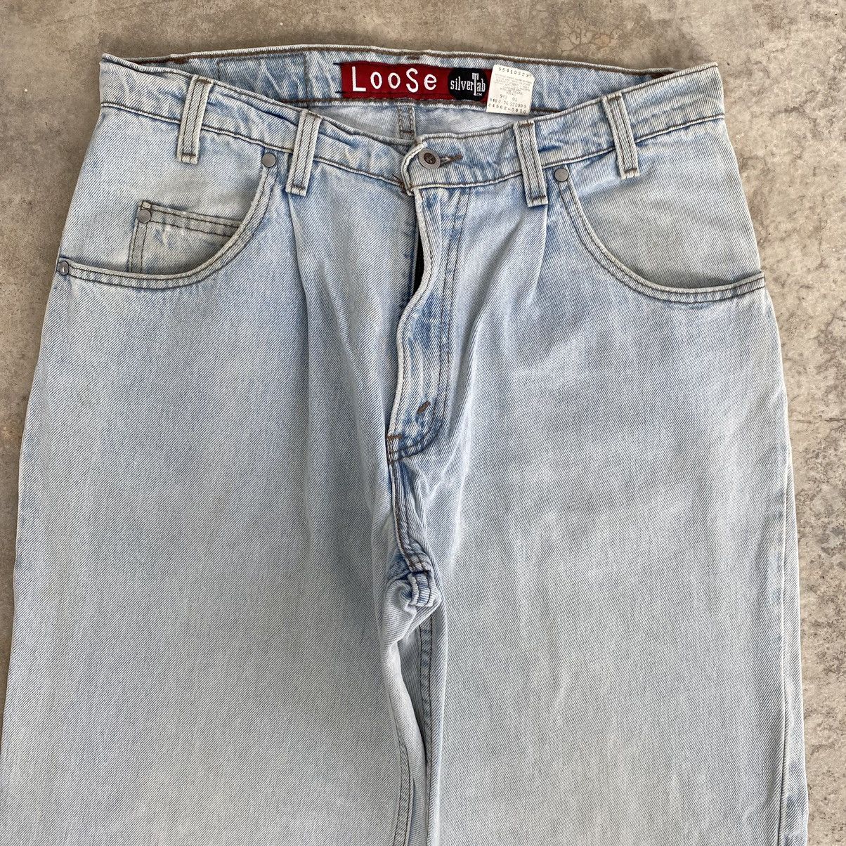 Levi's VTG 1996 Levis Silvertab Light Blue Loose Dirty Denim Jeans Size US 34 / EU 50 - 6 Thumbnail