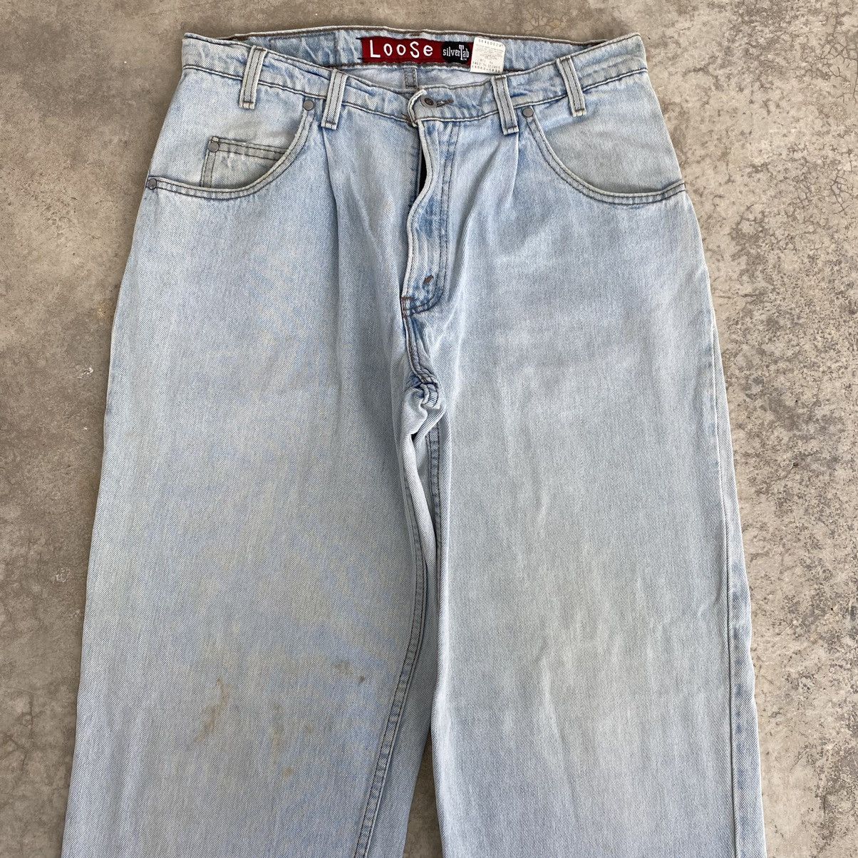 Levi's VTG 1996 Levis Silvertab Light Blue Loose Dirty Denim Jeans Size US 34 / EU 50 - 2 Thumbnail