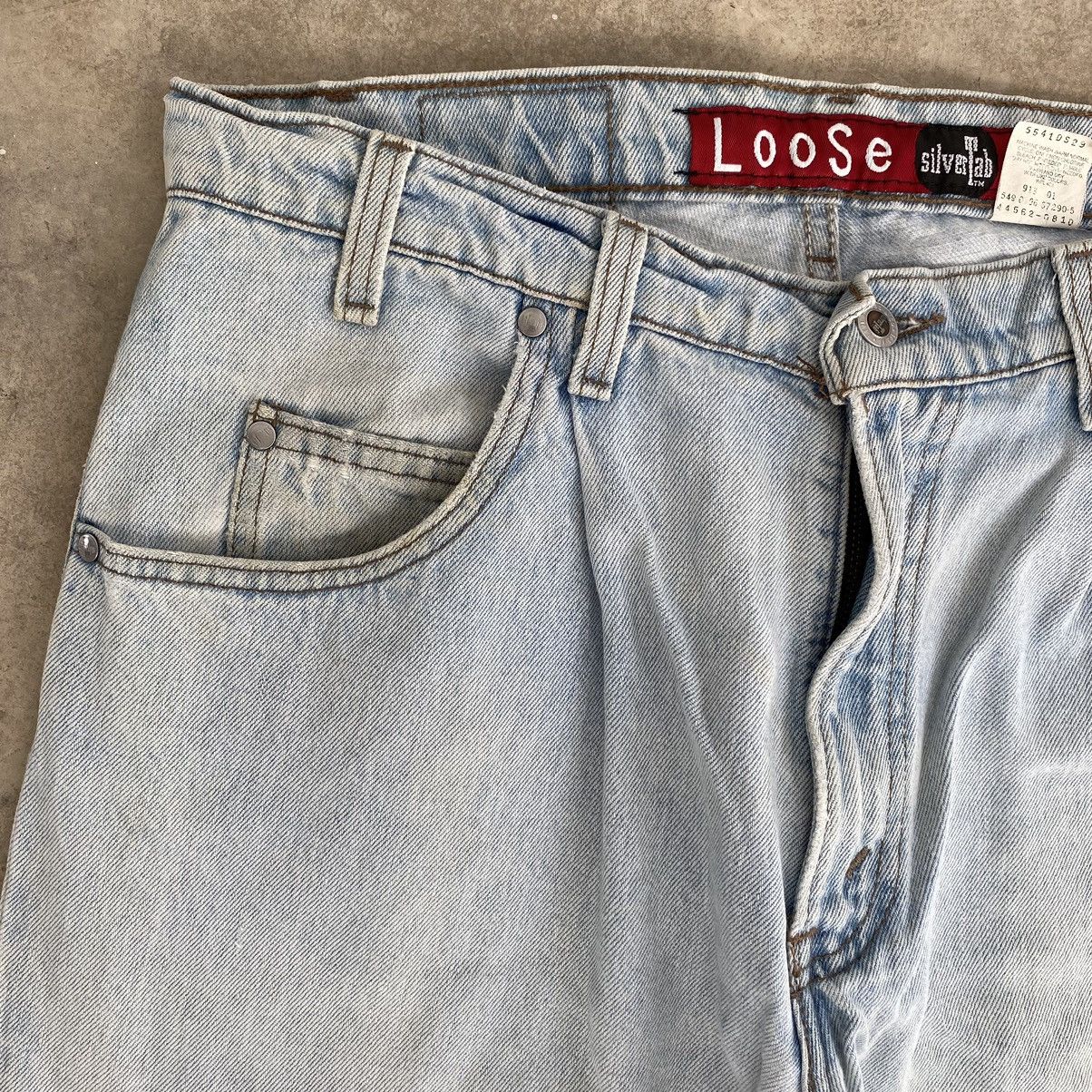 Levi's VTG 1996 Levis Silvertab Light Blue Loose Dirty Denim Jeans Size US 34 / EU 50 - 7 Thumbnail