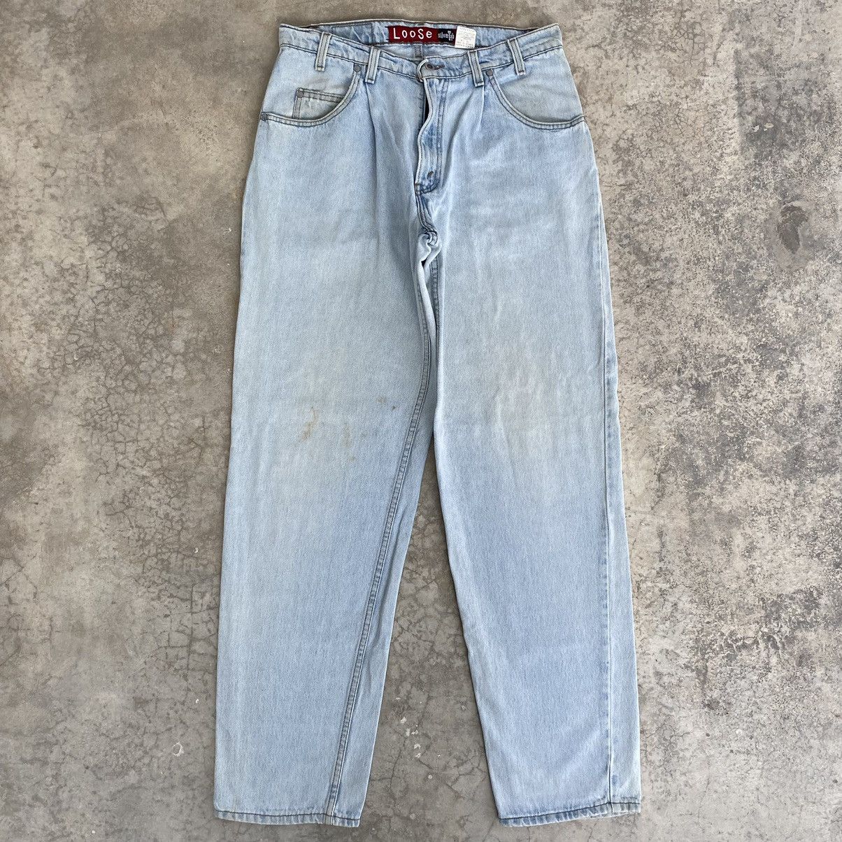 Levi's VTG 1996 Levis Silvertab Light Blue Loose Dirty Denim Jeans Size US 34 / EU 50 - 1 Thumbnail