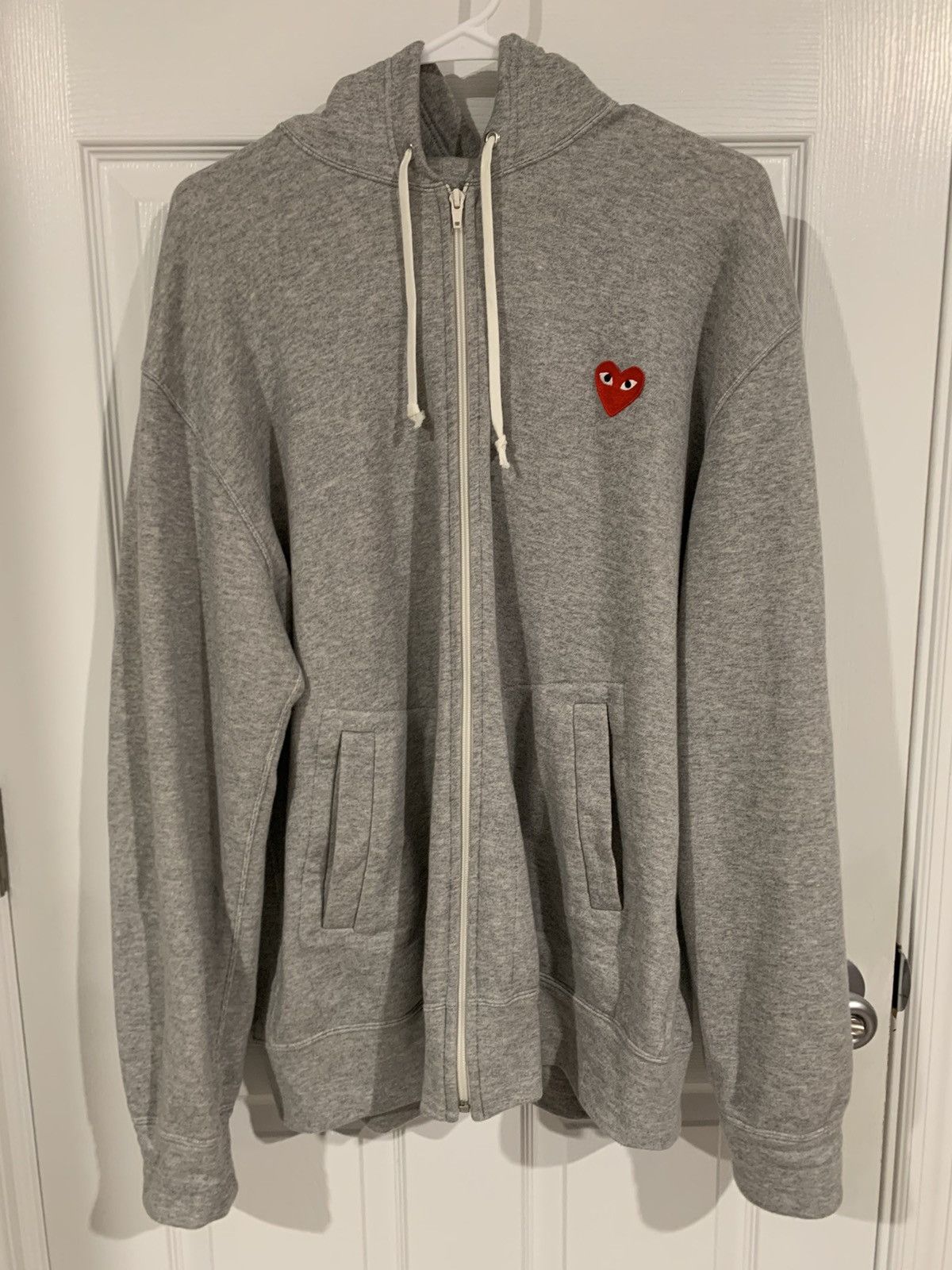 image of Cdg Cdg Cdg x Comme Des Garcons Play Cdg Play Zip Hoodie Grey New Size Xxl, Men's