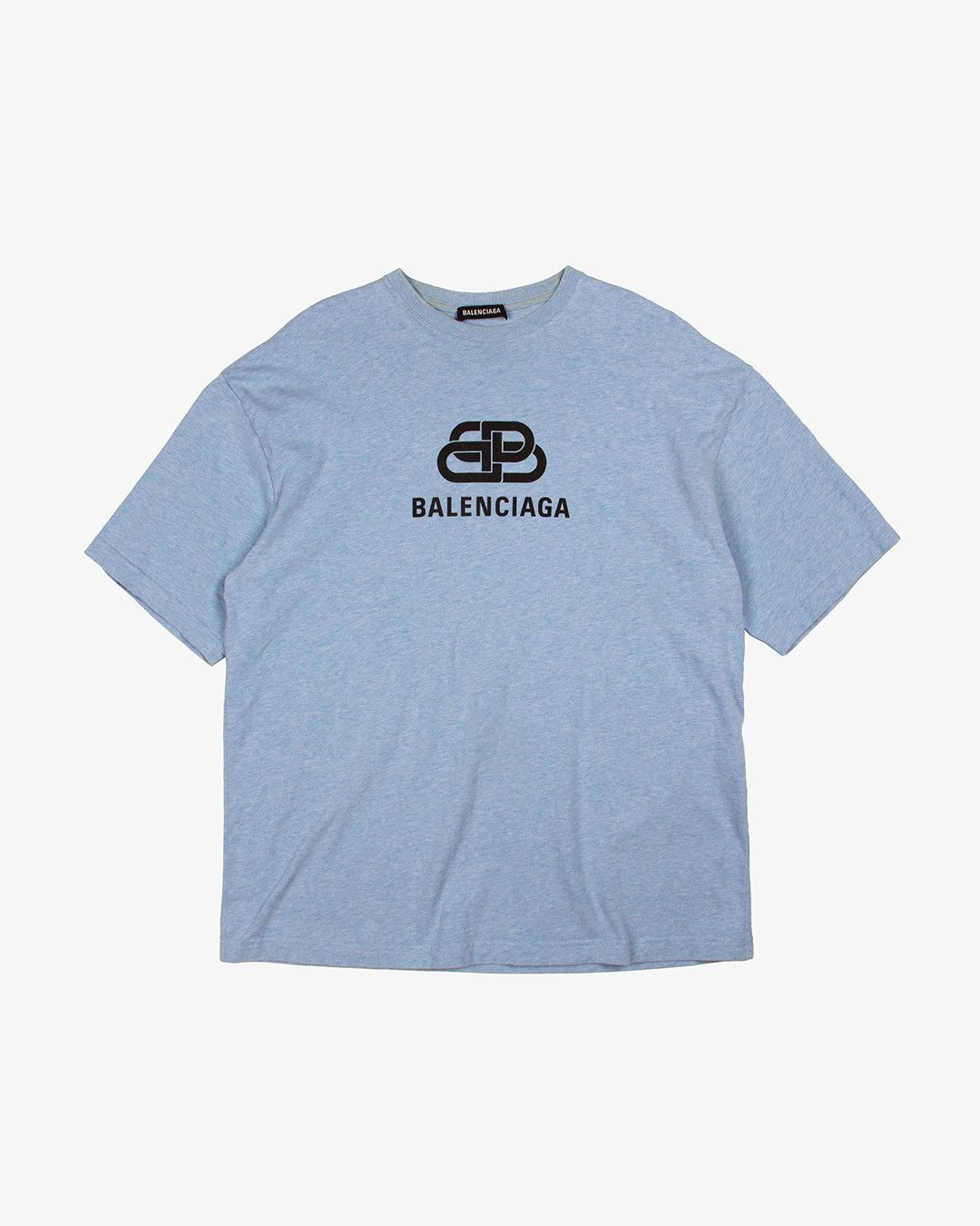 image of Balenciaga Blue Double B Logo Tee, Men's (Size Medium)