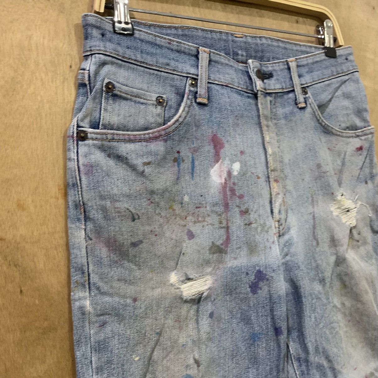 Edwin × Japanese Brand EDWIN 403 Vintage 90s Paint Splatter Distressed Denim Jeans Size US 31 - 6 Thumbnail