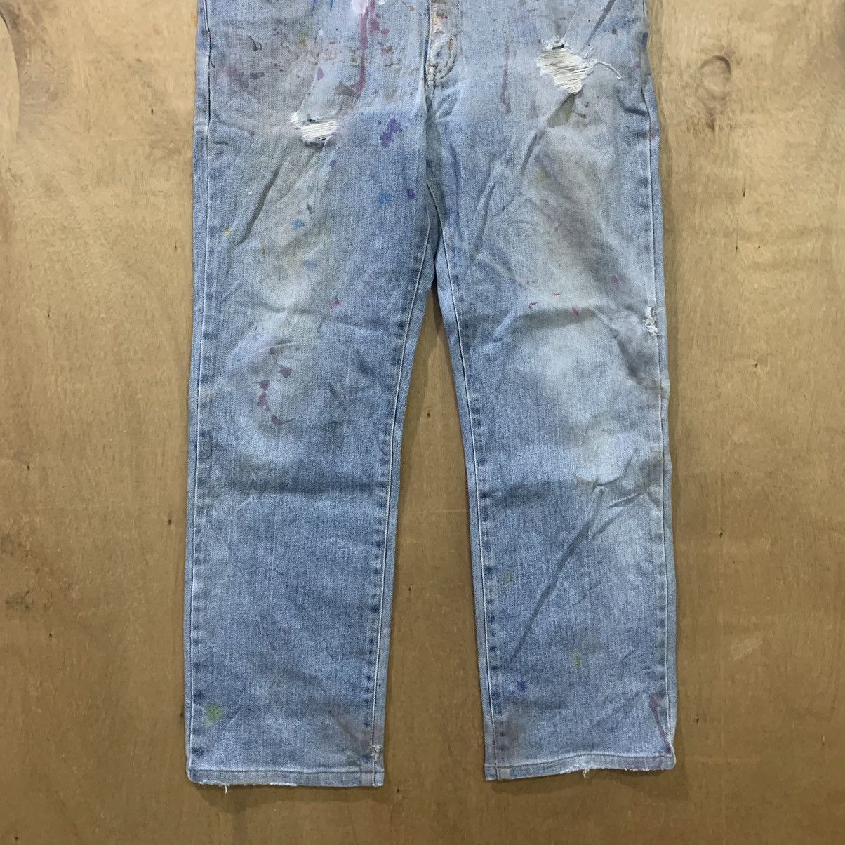 Edwin × Japanese Brand EDWIN 403 Vintage 90s Paint Splatter Distressed Denim Jeans Size US 31 - 5 Thumbnail