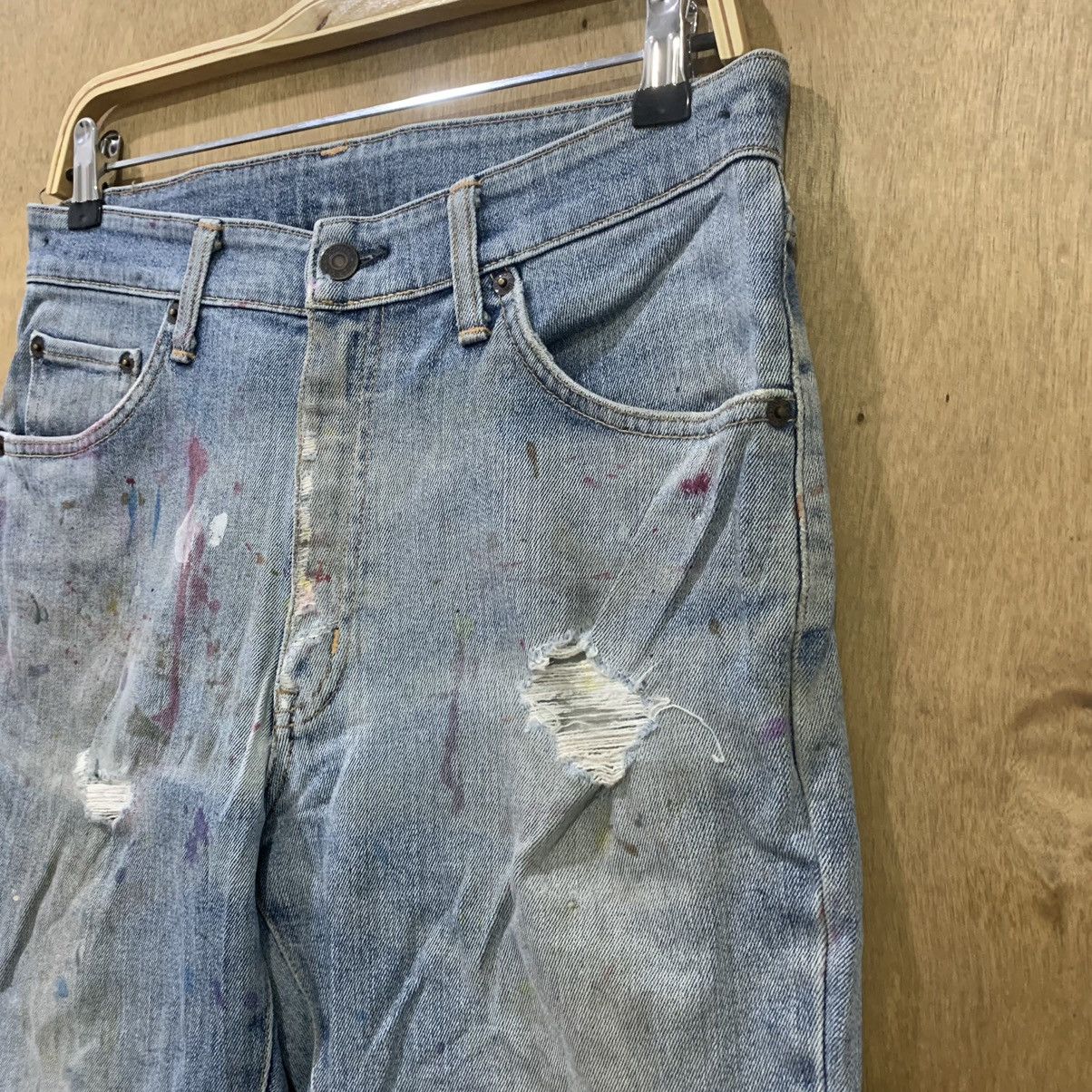 Edwin × Japanese Brand EDWIN 403 Vintage 90s Paint Splatter Distressed Denim Jeans Size US 31 - 7 Thumbnail