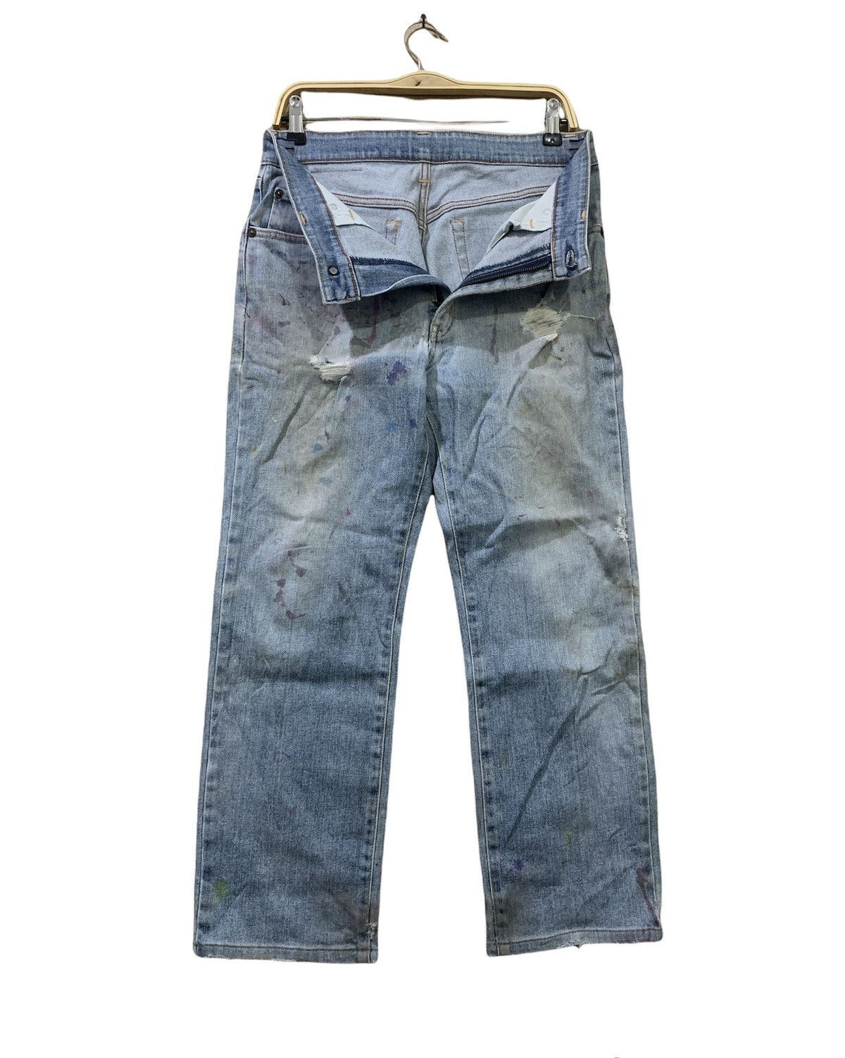 Edwin × Japanese Brand EDWIN 403 Vintage 90s Paint Splatter Distressed Denim Jeans Size US 31 - 3 Thumbnail