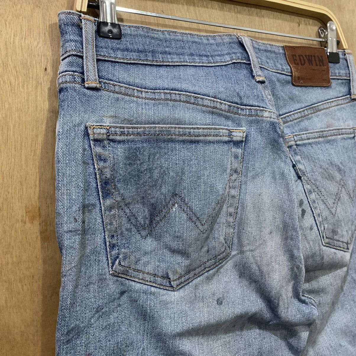 Edwin × Japanese Brand EDWIN 403 Vintage 90s Paint Splatter Distressed Denim Jeans Size US 31 - 14 Thumbnail