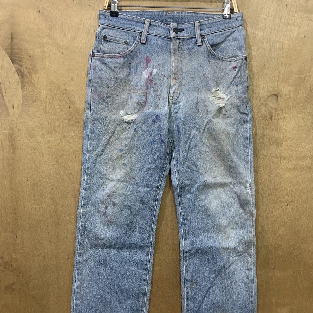 Edwin × Japanese Brand EDWIN 403 Vintage 90s Paint Splatter Distressed Denim Jeans Size US 31 - 4 Thumbnail