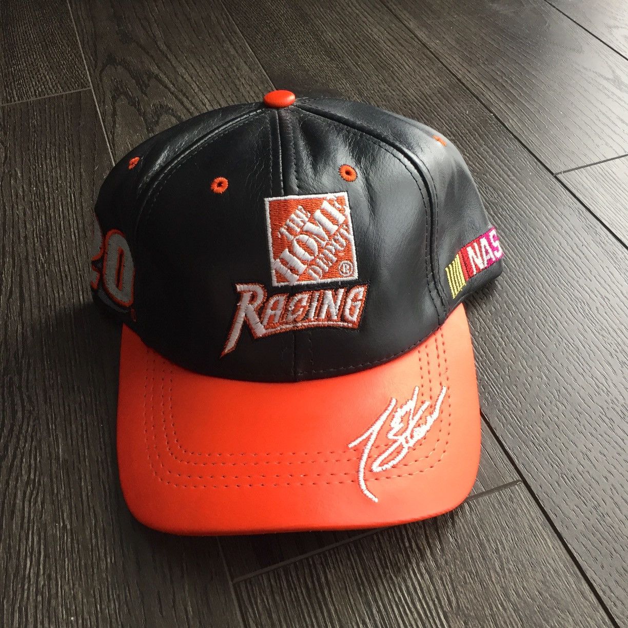 NASCAR × Vintage Vintage Tony Stewart Home Depot Leather Nascar Hat Size ONE SIZE - 1 Thumbnail