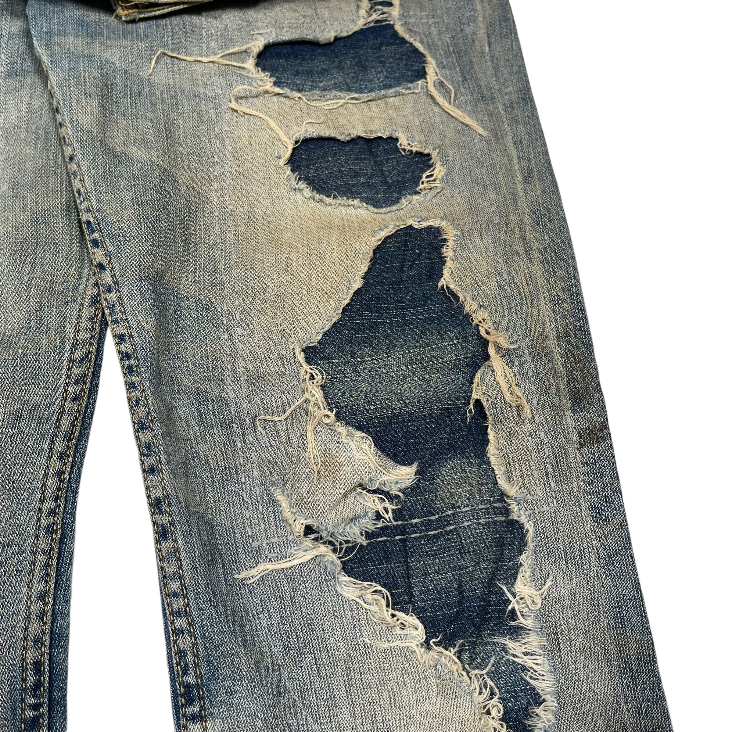 If Six Was Nine Patchwork Distressed Custom Washed Denim Jeans Size US 33 - 5 Thumbnail