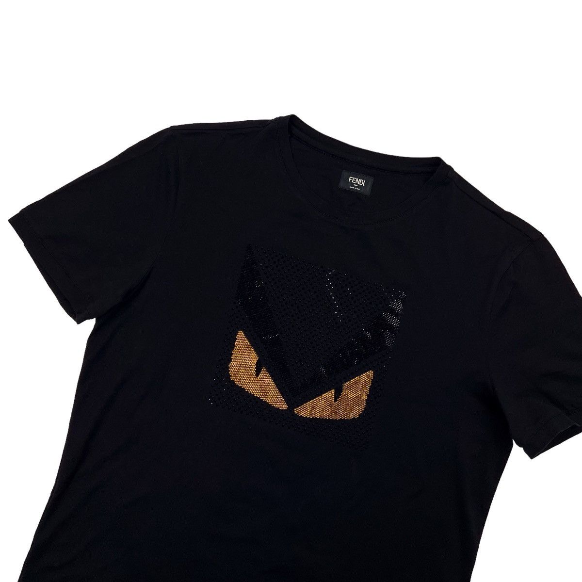 image of Fendi Bag Bugs Crystal Embellished T Shirt in Black, Men's (Size Medium)