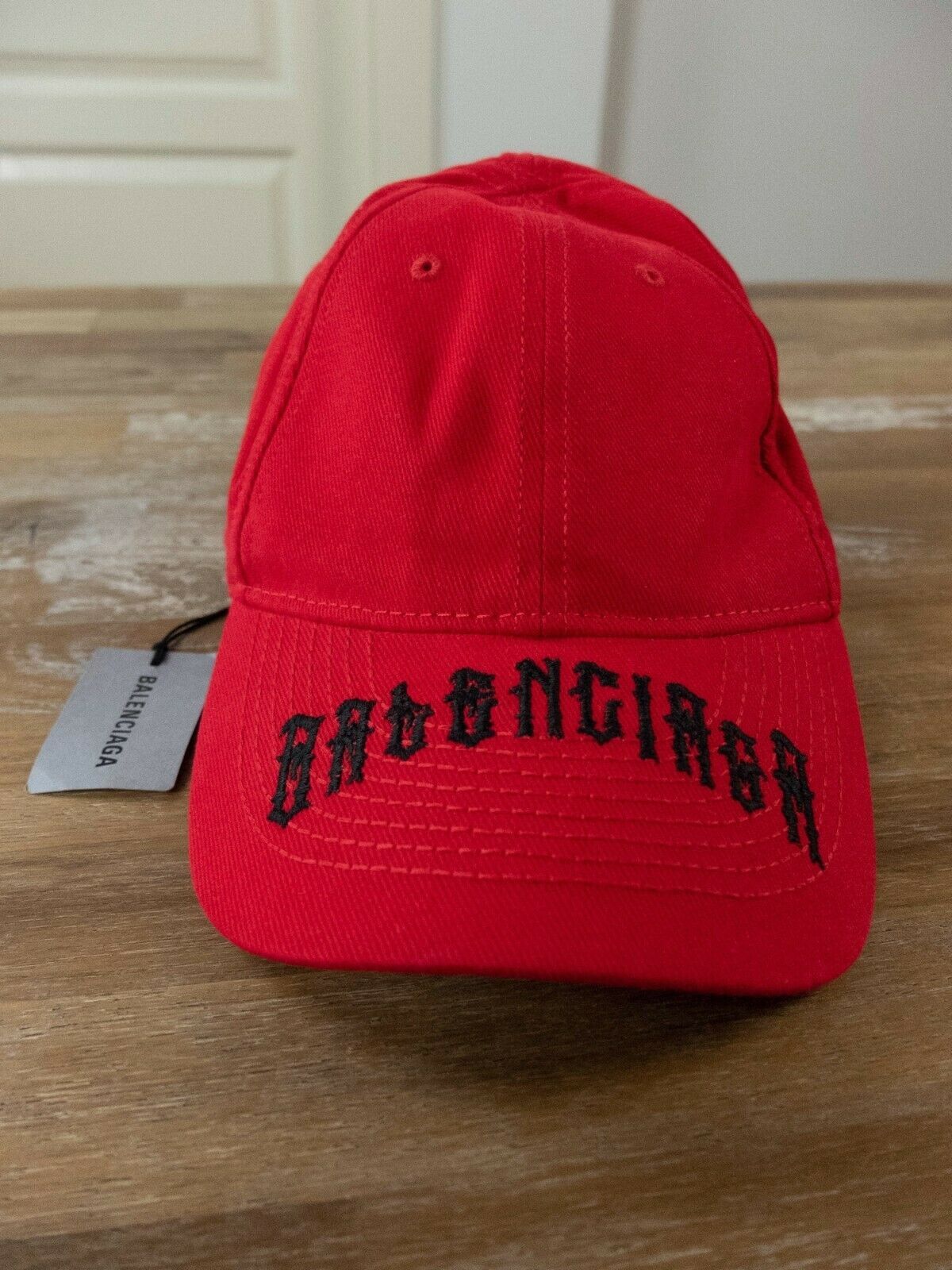 Balenciaga $495 BALENCIAGA red Tattoo Visor baseball cap hat - Large Size ONE SIZE - 2 Thumbnail