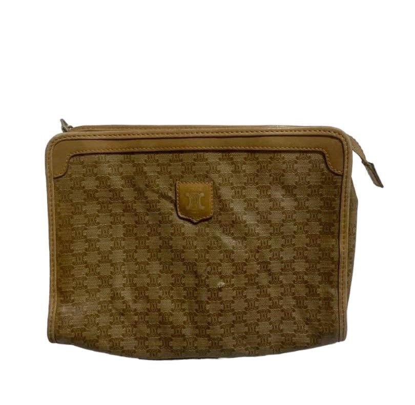 Vintage Celine monogram leather clutch bag made in Italy