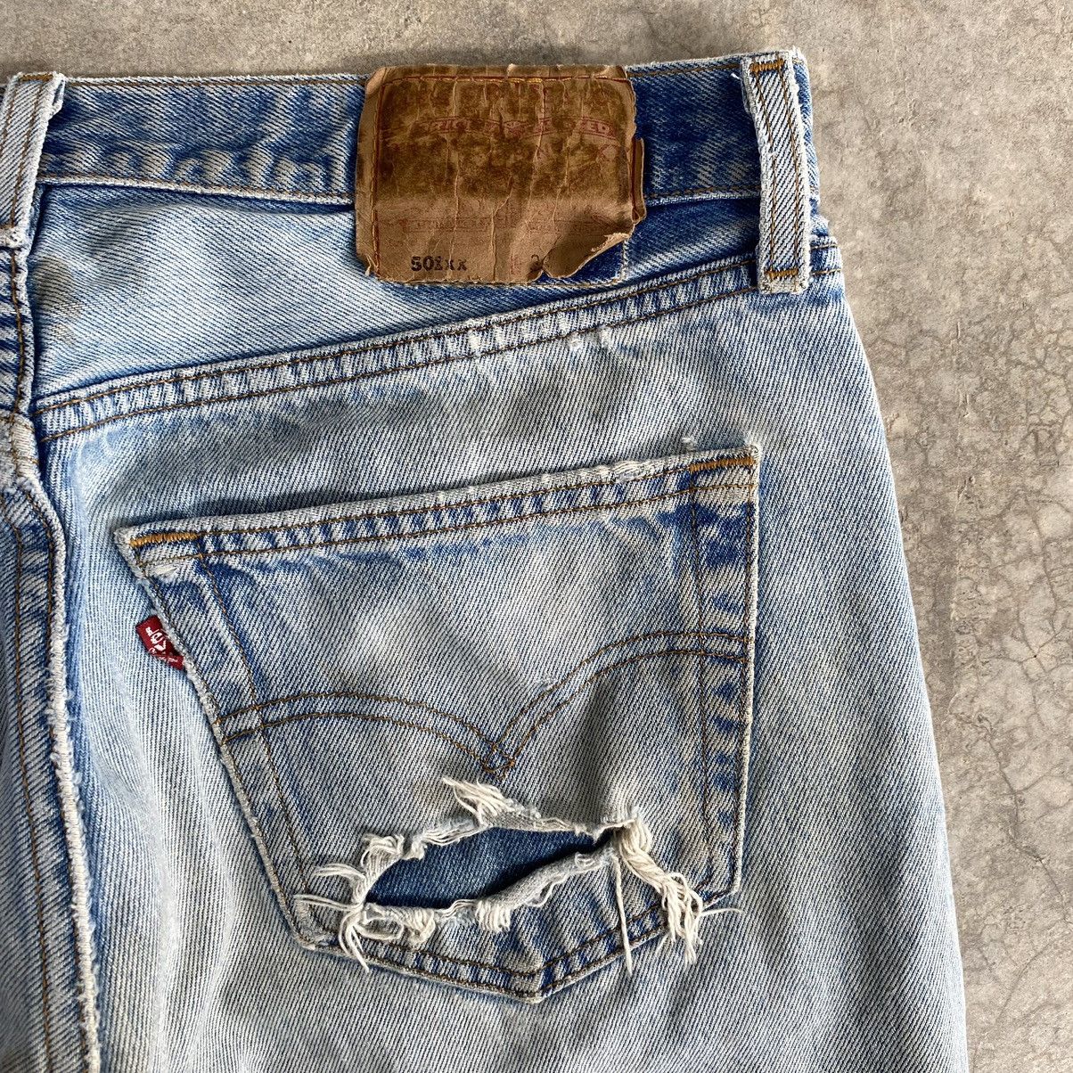 Vintage Levis 90’s 501 Boro Distressed Cropped Denim