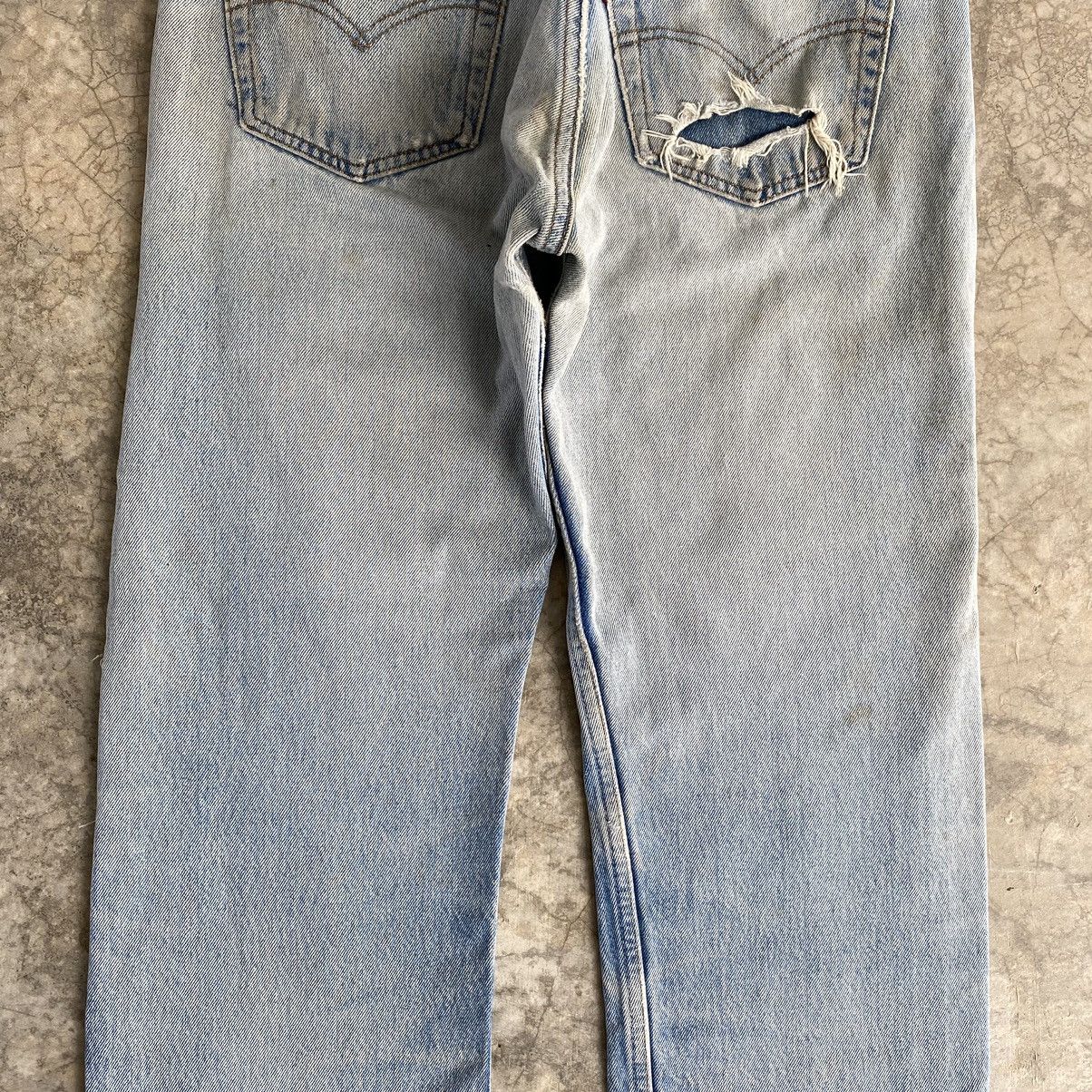 Vintage Levis 90’s 501 Boro Distressed Cropped Denim