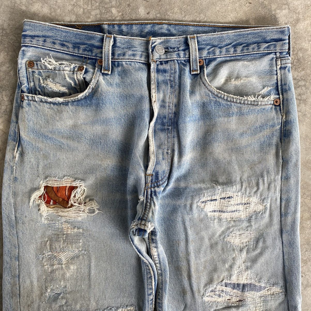 Vintage Levis 90’s 501 Boro Distressed Cropped Denim
