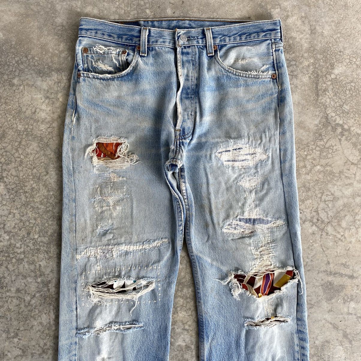 Vintage Levis 90’s 501 Boro Distressed Cropped Denim