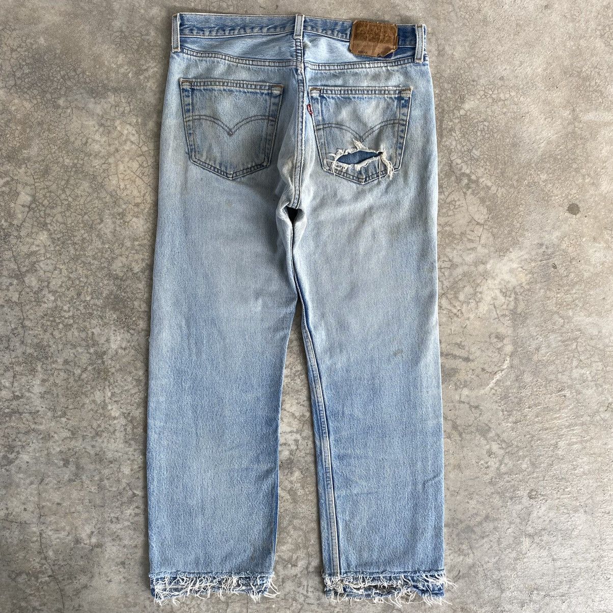 Vintage Levis 90’s 501 Boro Distressed Cropped Denim