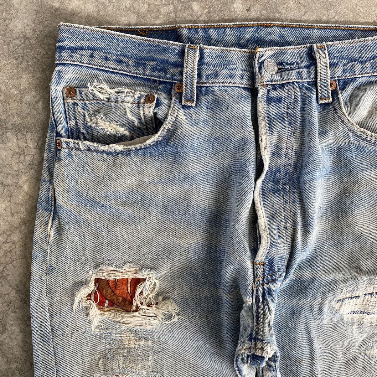 Vintage Levis 90’s 501 Boro Distressed Cropped Denim