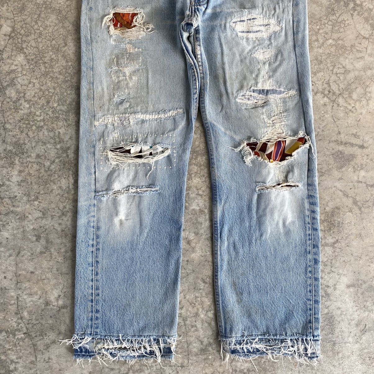 Vintage Levis 90’s 501 Boro Distressed Cropped Denim