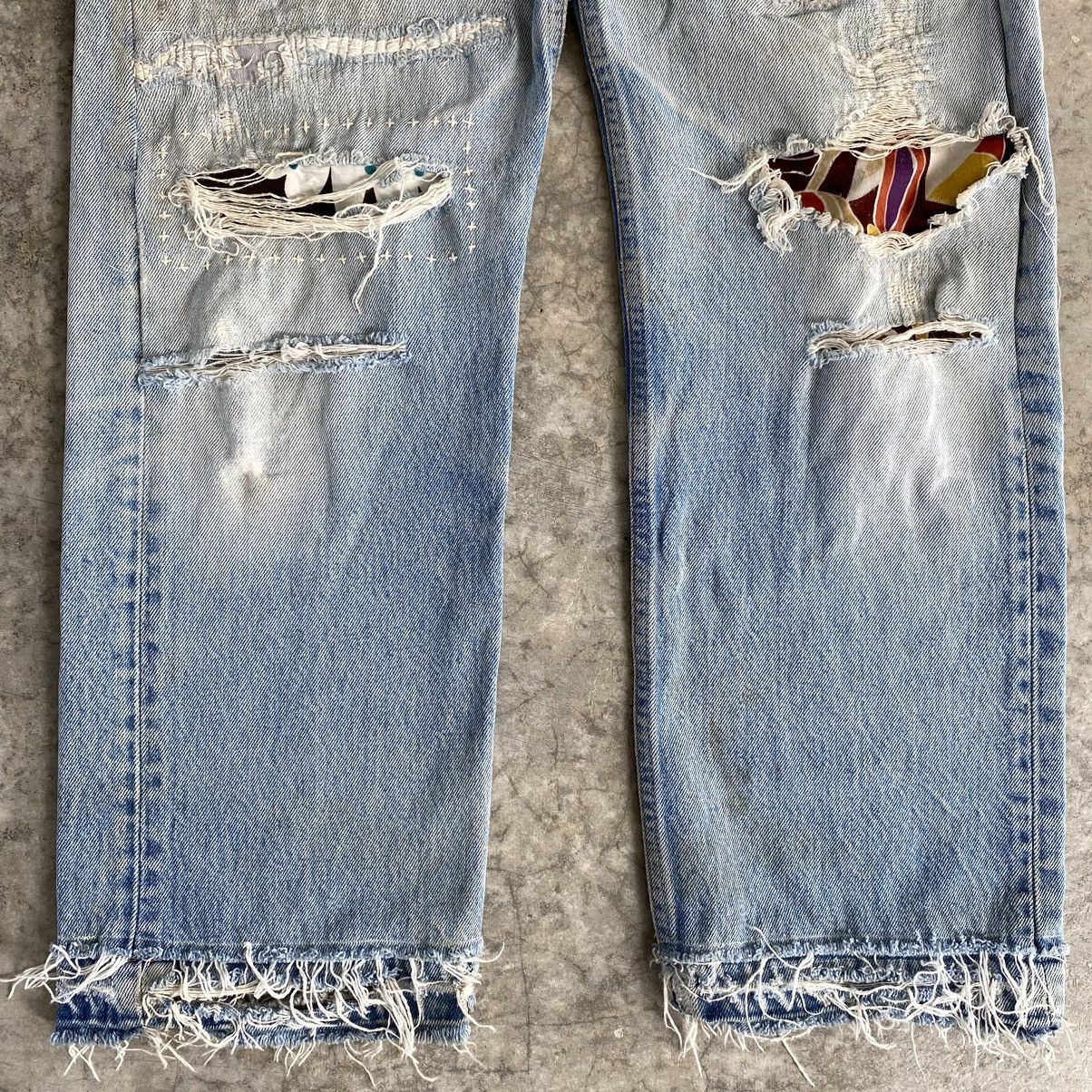 Vintage Levis 90’s 501 Boro Distressed Cropped Denim