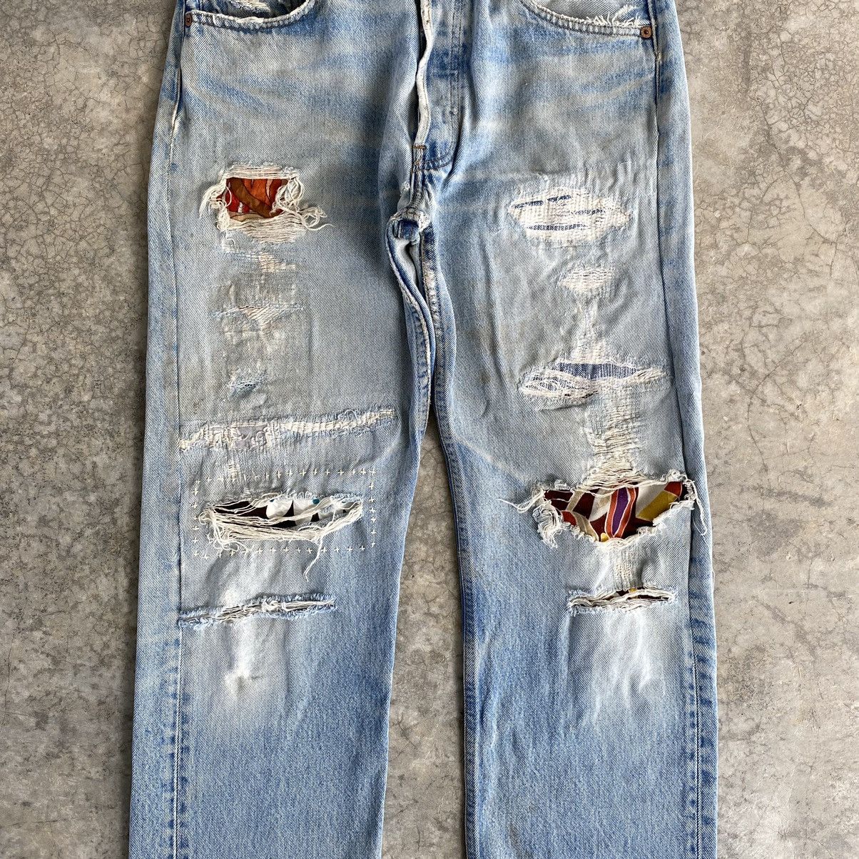 Vintage Levis 90’s 501 Boro Distressed Cropped Denim