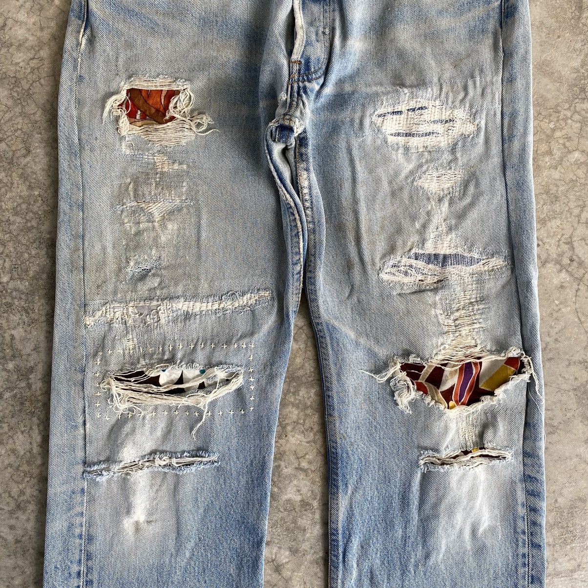 Vintage Levis 90’s 501 Boro Distressed Cropped Denim