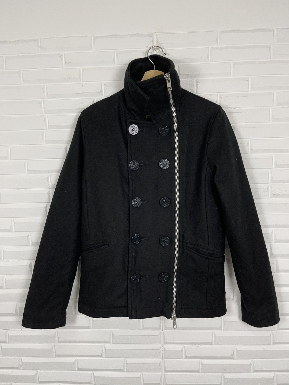 Japanese Brand Asymmetrical Zipper Button Avant Garde Wool Jacket Lucy Size US M / EU 48-50 / 2 - 1 Thumbnail