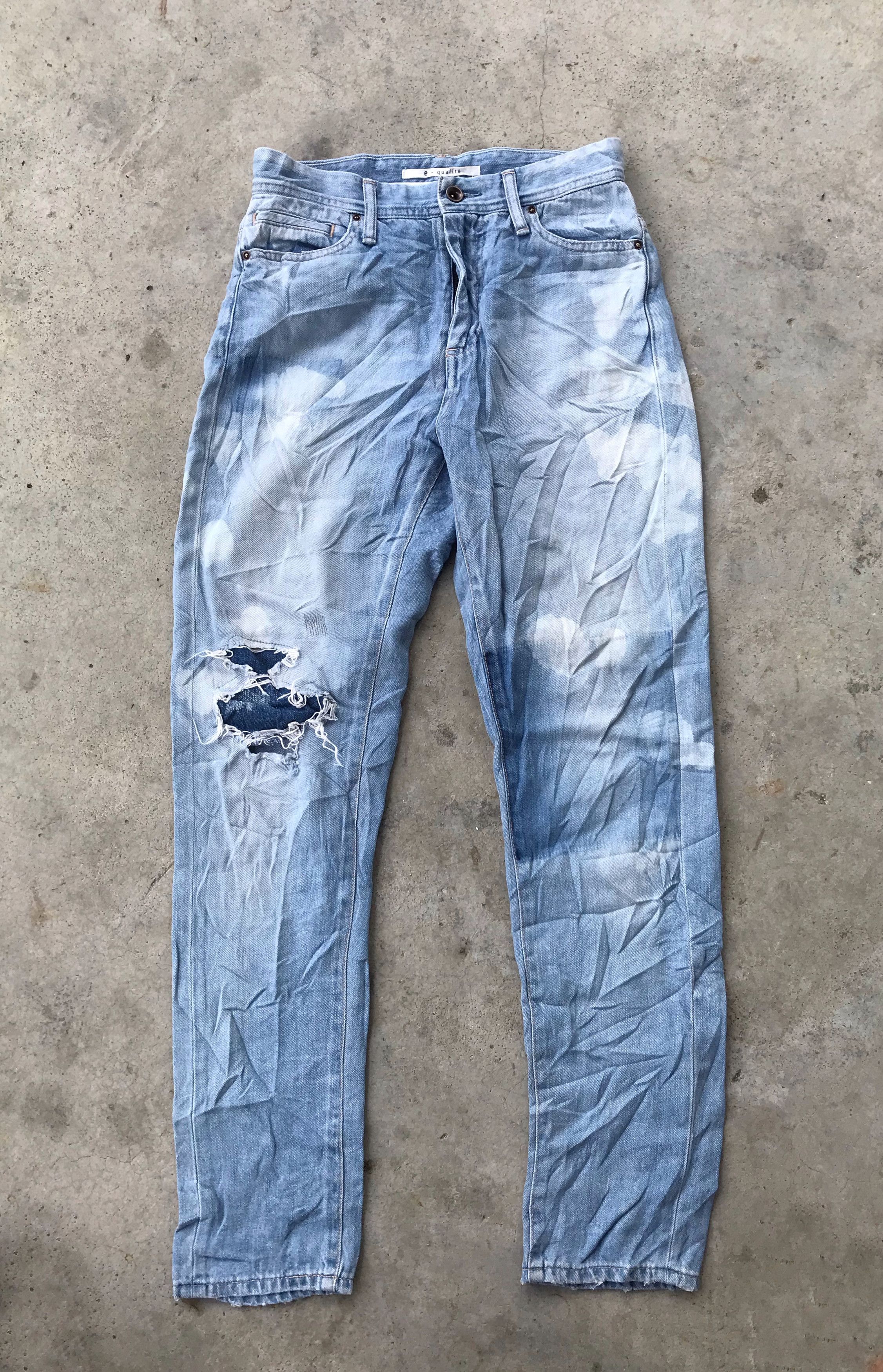 Japanese Brand e x qualite by Kojima blue denim jeans art design Size 26" / US 2 / IT 38 - 1 Thumbnail