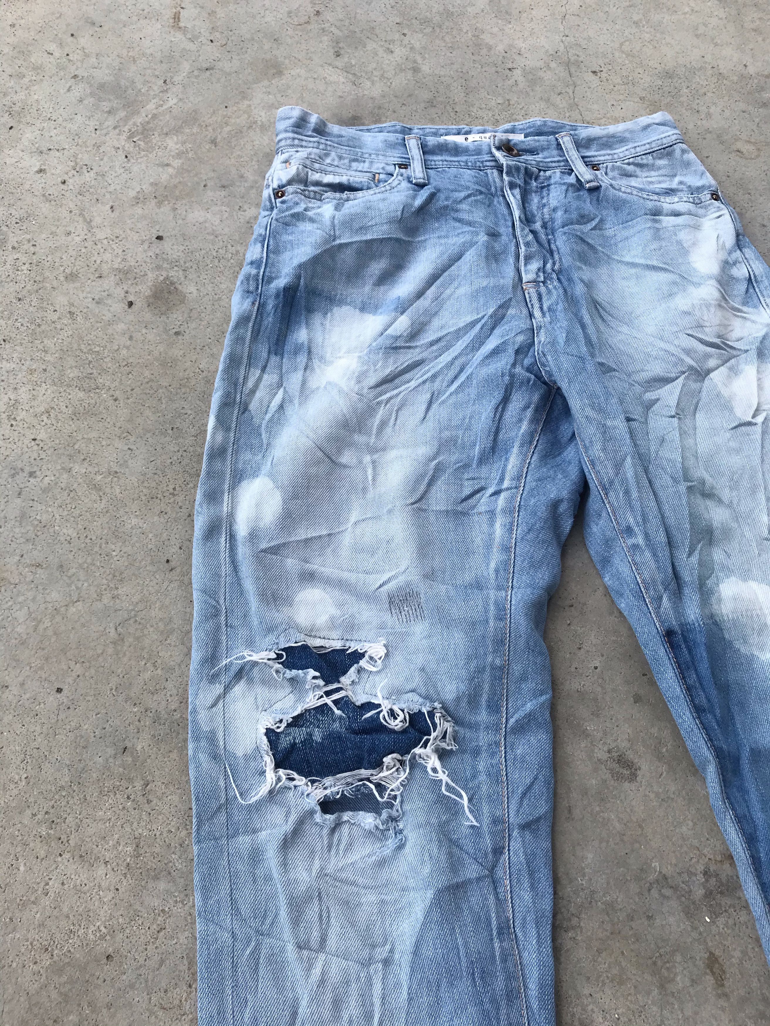 Japanese Brand e x qualite by Kojima blue denim jeans art design Size 26" / US 2 / IT 38 - 2 Thumbnail