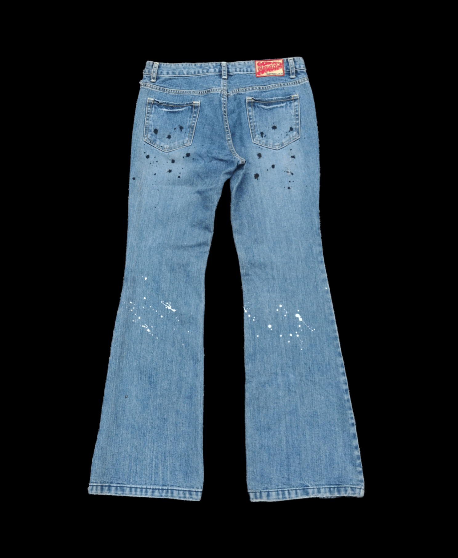If Six Was Nine FLARED🔥DiSTRESSED RIPED VISUAL DENIM PANTS Size US 29 - 2 Thumbnail