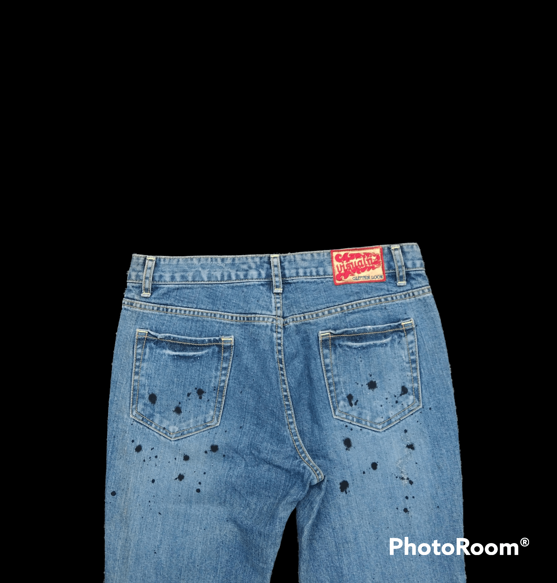 If Six Was Nine FLARED🔥DiSTRESSED RIPED VISUAL DENIM PANTS Size US 29 - 4 Thumbnail