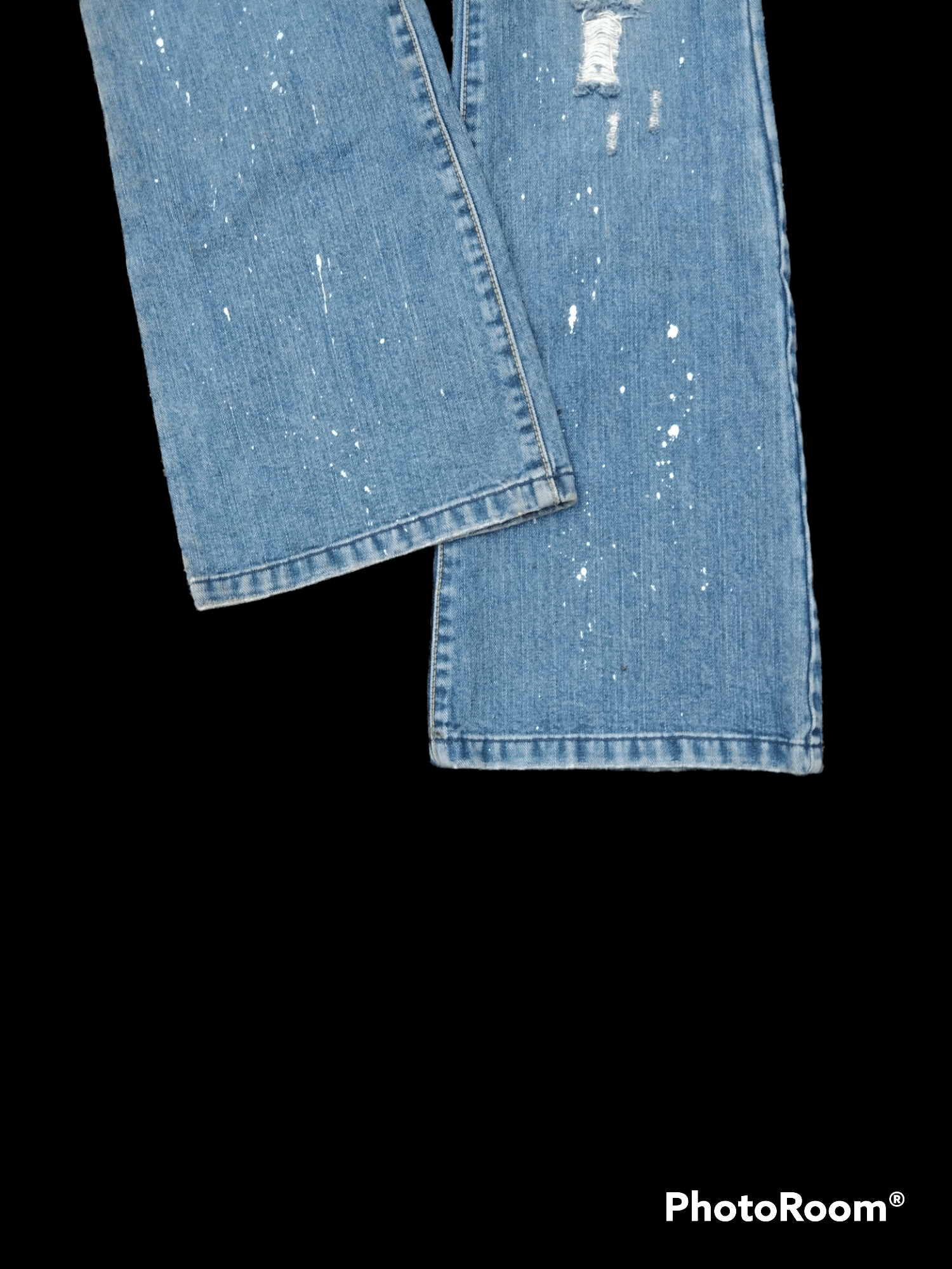 If Six Was Nine FLARED🔥DiSTRESSED RIPED VISUAL DENIM PANTS Size US 29 - 5 Thumbnail
