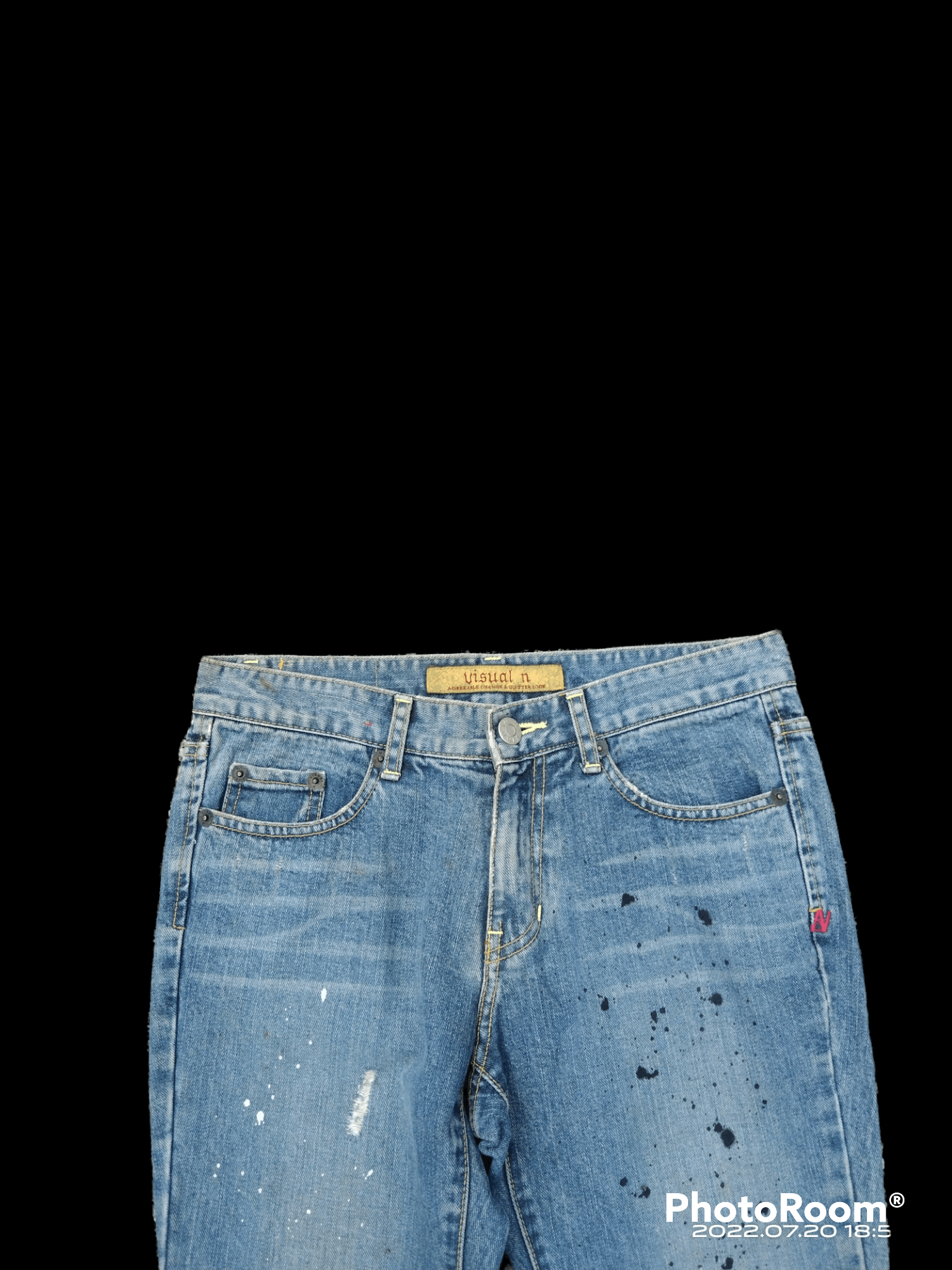 If Six Was Nine FLARED🔥DiSTRESSED RIPED VISUAL DENIM PANTS Size US 29 - 3 Thumbnail
