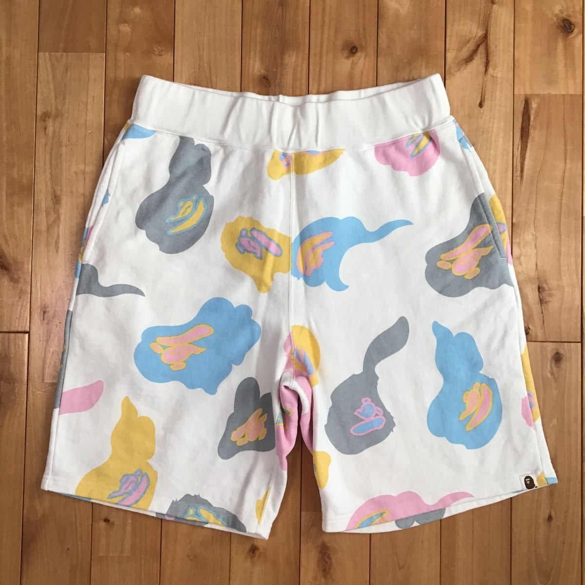 image of Bape Def Camo Sweat Shorts Cotton Candy Color Ape ★Size L in White, Men's (Size 34)