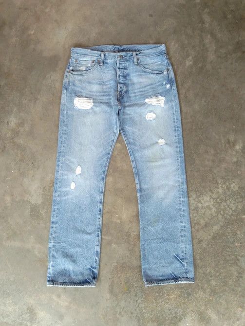 image of Levis x Vintage Levi's 501 Light Wash Distressed Jeans 33X30 in Blue, Men's