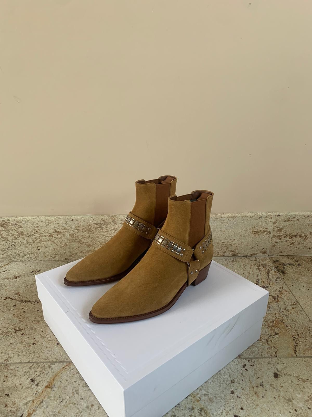 Celine o1rshd1 / 555 / Carmague Harness Boots in Havana Size US 7 / EU 40 - 12 Thumbnail