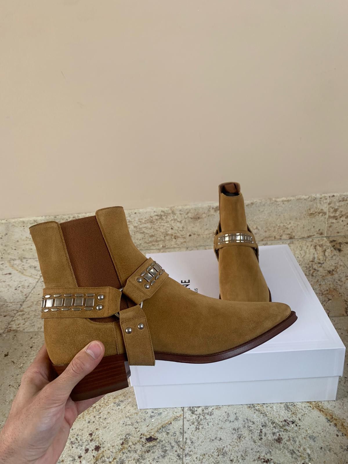 Celine o1rshd1 / 555 / Carmague Harness Boots in Havana Size US 7 / EU 40 - 10 Thumbnail