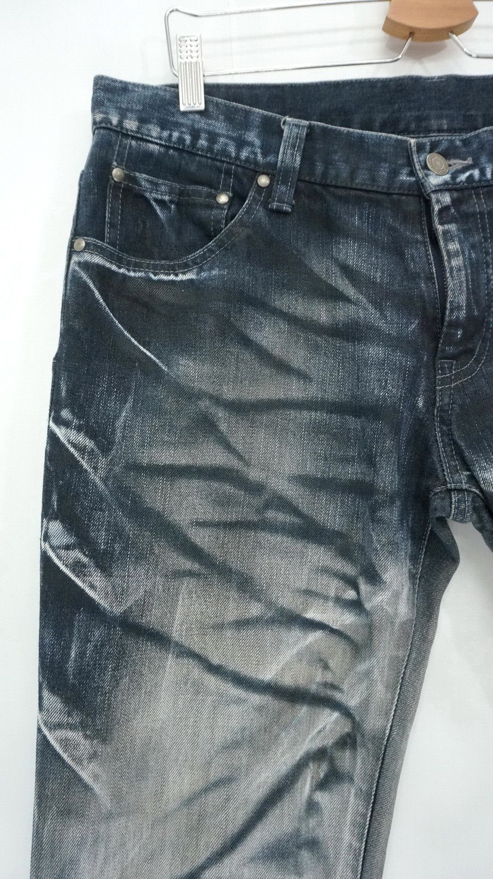 Japanese Brand Dope Vtg Tornado Mart Japan Distressed Lowrise Worn Jeans Size US 34 / EU 50 - 4 Thumbnail