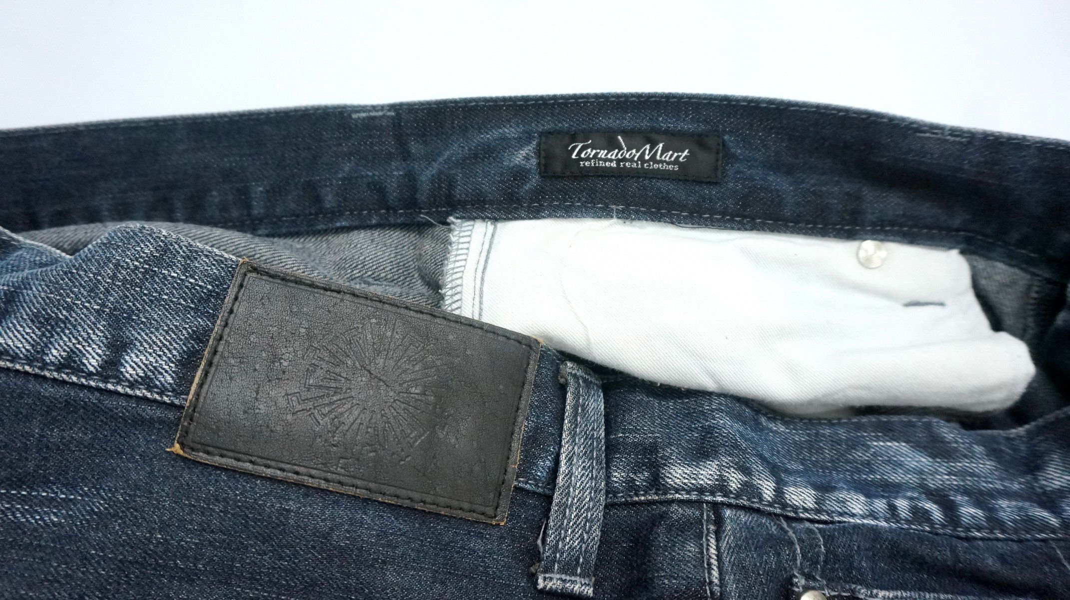Japanese Brand Dope Vtg Tornado Mart Japan Distressed Lowrise Worn Jeans Size US 34 / EU 50 - 19 Thumbnail