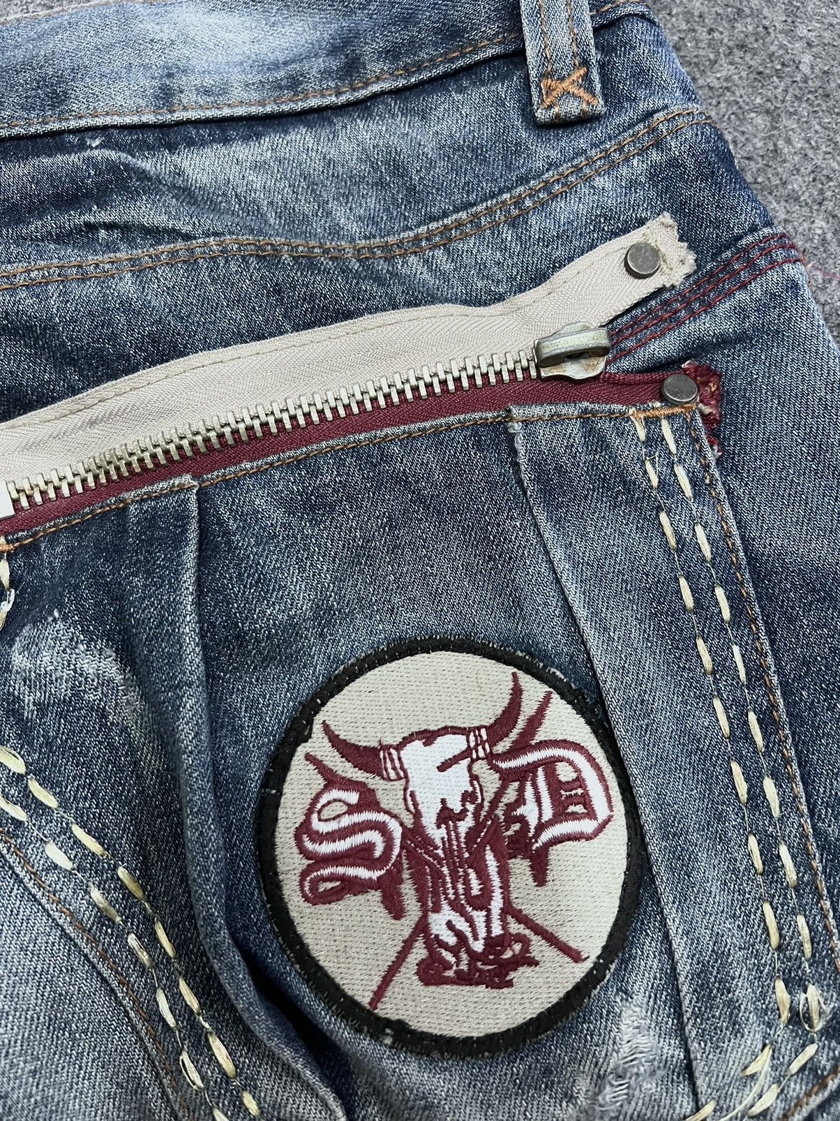 Japanese Brand SUPER SICK🔥 Semantic Design Washed Distressed Denim Pant Size US 35 - 10 Thumbnail
