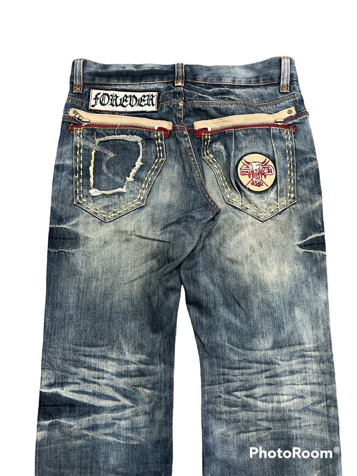 Japanese Brand SUPER SICK🔥 Semantic Design Washed Distressed Denim Pant Size US 35 - 7 Thumbnail