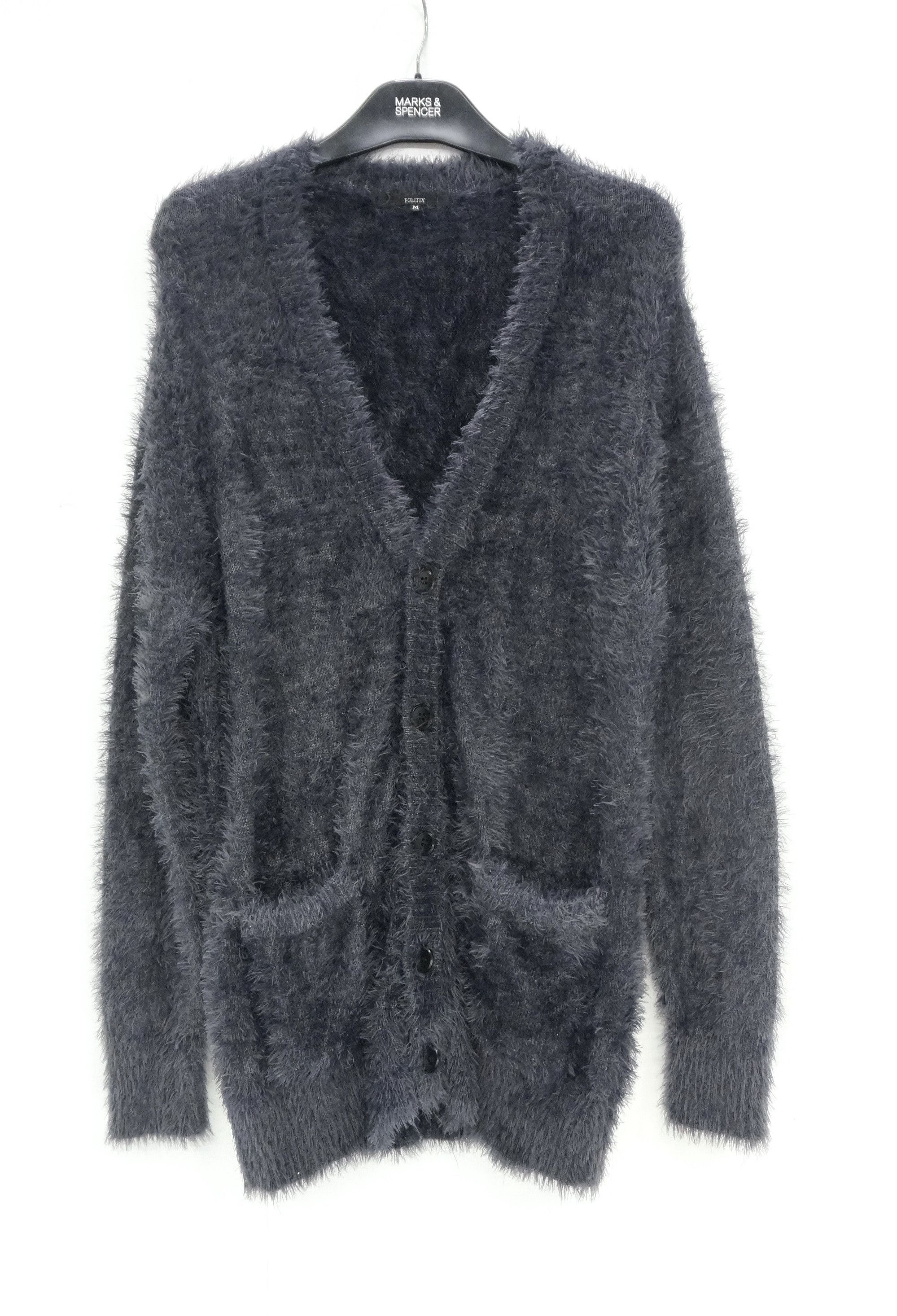 image of Mink Fur Coat Politix Faux Fur Women's Cardigan in Dark Grey (Size Medium)